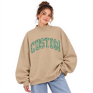 Nouveau pull en maille à col montant pour femme, design OEM personnalisé, brodé, décontracté, automne/hiver, coupe oversize, couleur claire - Product Image 1