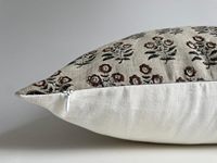 Taie d'oreiller en lin beige avec imprimé floral marron Design rétro pour canapé salon ajouter de la chaleur à la décoration intérieure
