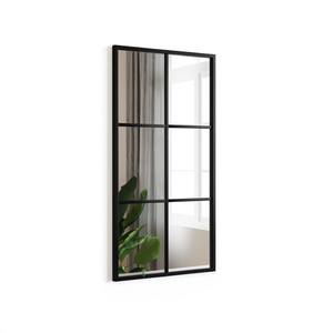 Miroir mural en verre noir 11,8 x 23,6 pouces, cadre en fer thermolaqué, rectangle, décoration intérieure, style unique - Product Image 1
