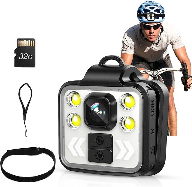 Body Camera Video Recorder 1080p Body Worn Camera With Led Brightness,32g Card Included Wearable Camera Head Strap Time Stamps/