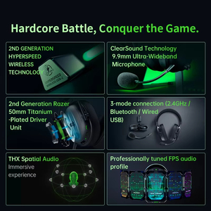 หูฟังเกมมิ่งไร้สาย Razer BlackShark V3 Tri-Mode พร้อมระบบเสียง THX Spatial Audio แบบครอบหู สำหรับอีสปอร์ต, หูฟัง 5.3 สำหรับพีซี - Product Image 4
