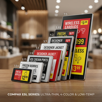 Etiquetas Electrónicas Digitales para Estantes COMPAX de 3.5'' con Pantalla de Tinta Electrónica de 2.4GHz para Comercio Minorista, Panadería, Tienda de Belleza, Pedido de Prueba