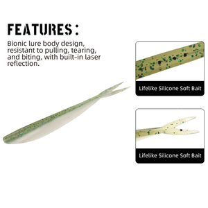 Leurre de pêche souple en silicone 78 mm 1,8 g, type Jerk Shad à queue fourchue, Swimbait de finesse pour <span class=keywords><strong>drop</strong></span> <span class=keywords><strong>shot</strong></span>, avec paillettes réfléchissantes pour achigan et <span class=keywords><strong>truite</strong></span> - Product Image 3