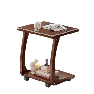 Solid Wood Coffee <b>Table</b> <b>With</b> <b>Wheels</b> Mini Side <b>Table</b> For Living Room Small Apartment Use - Product Image 2