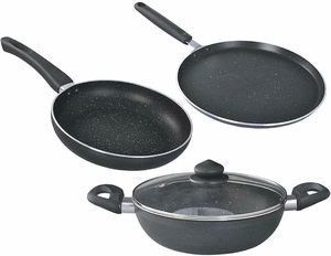 Nouveautés en gros d'usine : Ensembles de batterie de cuisine 4 pièces personnalisables en marbre et aluminium, antiadhésifs, comprenant woks et poêles pour la cuisson - Product Image 6