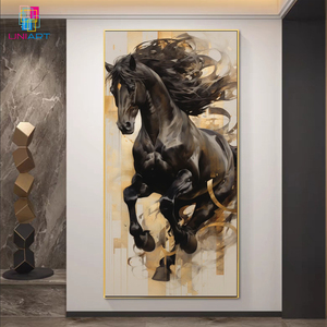 UNIART Custom <strong>Extra</strong> <strong>Large</strong> Modern <strong>Canvas</strong> Horse Painting Wall <strong>Art</strong> Crystal Porcelain <strong>Canvas</strong> Oil Painting Horse Wall <strong>Art</strong> with Frame - Product Image 4