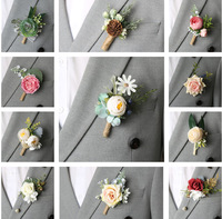 Ensemble de boutonnières de marié pour hommes, fleurs artificielles de mariage, Corsages pour mariage, costume de fête