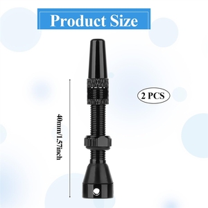 Ensemble Presta en aluminium |   <span class=keywords><strong>Kit</strong></span> de tiges de valve Presta en alliage super léger de 40 mm avec noyau intégré, sans chambre à air, avec outil de retrait, 2 pièces - Product Image 2
