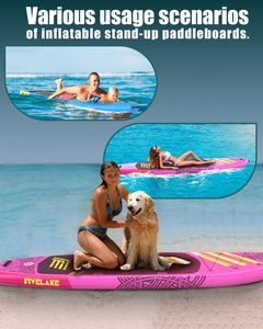 Planche de paddle gonflable <span class=keywords><strong>Yaska</strong></span> 11' x 35' en PVC avec pack d'accessoires, aileron unique, sac à dos, pompe et pagaie réglable pour lacs et rivières - Product Image 6