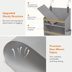 Organizador para colgar sobre la puerta, 9 bolsillos, gris, almacenamiento colgante con bolsillos laterales para usar detrás de la puerta o en la pared, tela no tejida, PVC transparente - Product Image 5