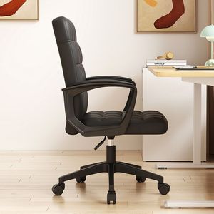 Chaise de bureau ergonomique réglable en hauteur, pivotante, avec accoudoirs fixes, pour la maison, le bureau et les études - Product Image 4