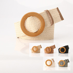 Vestido bohemio de moda para mujer, banda ancha de cintura, cinturones de cintura elásticos trenzados elásticos, cinturones de tela tejida de paja PP - Product Image 2