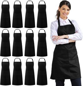 Adjustable Waterproof Chef Apron with 2 Pockets | Cooking, <b>BBQ</b> & Painting Kitchen Apron, Black (Bulk Pack Available) - Product Image 1
