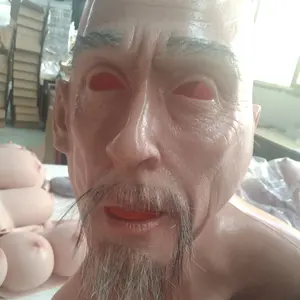 Masque de maquillage de fête de grand-père masculin en silicone réaliste pour Halloween