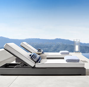 Tumbona Moderna Impermeable para Exteriores, Muebles de Aluminio, Respaldo Ajustable, Asiento Bajo Individual para Playa, Color Negro, para Patio, Hotel, Parque - Product Image 3