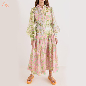 เสื้อเชิ้ตผูกเชือกเย็บสไตล์วันหยุด,เดรสกระโปรงแขนยาวทรงหลวม - Product Image 4