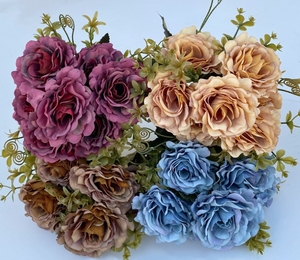 Décoration de la maison fête église événement mariage fête Banquet table de mariage saint valentin cadeau 7 têtes artificielle romaine <span class=keywords><strong>Rose</strong></span> fleur - Product Image 2