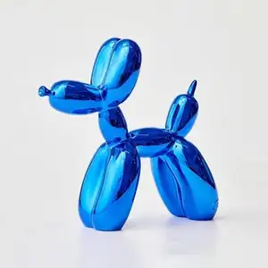 Drop Shipping düşük MOQ reçine el sanatları yüksek kaliteli elektrolizle heykeli gümüş altın balon köpek heykel ev dekorasyon için
