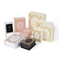 Caixas de Embalagem para Joias Estilo Livro com Tampa Articulada para Atacado, Personalizáveis com Logotipo, para Anéis, Pingentes, Pulseiras e Brincos – Caixa de Papel para Armazenamento