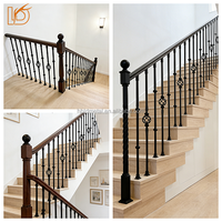 Poteau d'escalier en métal forgé noir de 14 mm au design moderne, balustre solide en fer forgé pour rampe d'escalier intérieure en bois et en fer