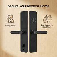 Serrure de porte intelligente Tuya à empreinte digitale 5-en-1, entrée sans clé, contrôle par application, sonnette intégrée, stockage sur carte mémoire pour porte en bois