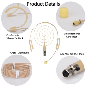 Microphone double oreille haut de gamme à fixation sur <span class=keywords><strong>la</strong></span> tête - Léger, mini prise XLR TA3F 3 broches compatible avec le système sans fil AKG - Product Image 5