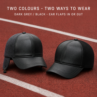 Casquette de baseball classique en cuir PU et polyester, doublure polaire, avec protège-oreilles, visière incurvée réglable, pour homme, hiver, vente en gros, stock disponible, faible MOQ