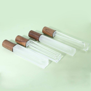 In Stock <b>10ml</b> Empty Frosted Glass Roller <b>Bottle</b> Perfume Essential Oil Roll on <b>Bottles</b> With Wooden Cap - Product Image 3
