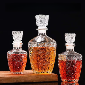 Juego de Botellas de <span class=keywords><strong>Vino</strong></span> Tinto de Vidrio Soplado Sellado Moderno para el Hogar, Dispensador de Botellas Vacías, Decoración para Mueble Bar - Product Image 4