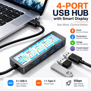 Hub USB Portátil de 4 Puertos USB 3.0 con Transferencia de Datos de 5Gbps y Pantalla de Monitoreo de Energía en Tiempo Real - Product Image 2
