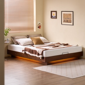 Lit de rangement <span class=keywords><strong>relevable</strong></span> en bois de bouleau, style nordique minimaliste, grand espace de rangement dissimulé, idéal pour appartement - Product Image 3