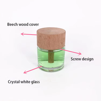 Vente en gros de flacons de parfum/désodorisant en verre de 60 ml avec bouchon à vis en bois et impression sérigraphique