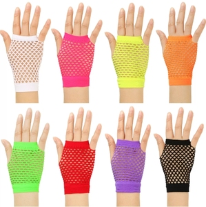 Gants <span class=keywords><strong>en</strong></span> résille Gants courts <span class=keywords><strong>en</strong></span> <span class=keywords><strong>maille</strong></span> de nylon Gants sans doigts pour femmes et filles Costume des années 80 Accessoires de soirée de mariage Vente <span class=keywords><strong>en</strong></span> gros - Product Image 1