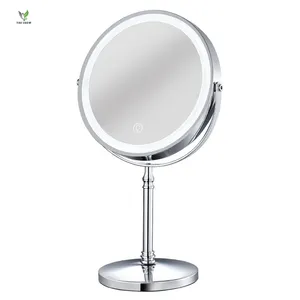 Espelho de maquiagem iluminado com suporte ajustável para mesa 1x/3x/5x/7x/10x com luz LED