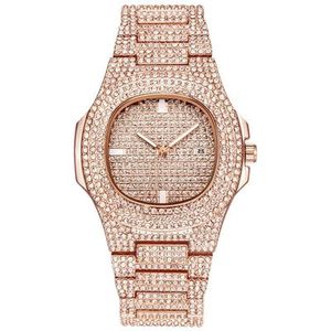 Oem ODM thương hiệu hàng đầu sang trọng Bling thạch anh vuông người đàn ông xem Relojes hip hop vàng đầy đủ kim cương Iced out xem - Product Image 2