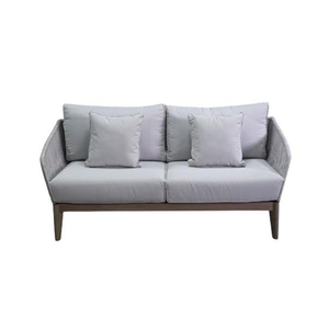 Canapé trois places en teck de luxe pour l'extérieur avec coussin, idéal pour salon, jardin, cour, hôtel et terrasse - Product Image 1