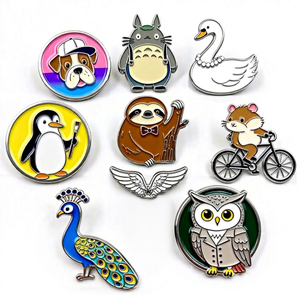 Épingles personnalisées en émail dur, badges métalliques animaux de dessin animé, impression UV, plaqué or, mignons, pour vêtements tendance - Product Image 1
