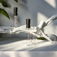 Flacon vaporisateur de parfum miniature de luxe vide, atomiseur en verre 1,5 ml/2 ml/2,5 ml, sérigraphié, transparent, logo personnalisé, marque privée