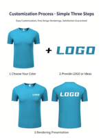 Kaos Olahraga Pria Logo Kustom Seragam Keluarga 130gsm Bahan Jala Pinhole Cepat Kering Kerah Bulat Lengan Pendek Atasan Atletik