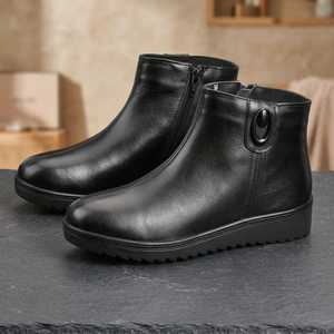Botas de Tobillo de Cuero Suave con Suela Gruesa para Mujer, Forradas y Cálidas para Invierno, Impermeables, Antideslizantes, Casuales, Talla 36 - Product Image 3