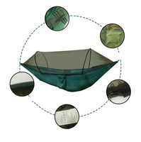 Hamac-tente portable en nylon pour 1-2 personnes, design parachute imperméable, avec moustiquaire intégrée, capacité 300 kg, pour le camping et la randonnée
