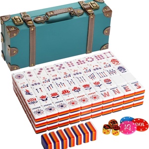 Nuevo Juego de Fichas de Mahjong Americanas Artísticas de Acrílico de 0.6*1.26*0.95 Pulgadas con Elegante Estuche de Almacenamiento de Cuero - Product Image 5