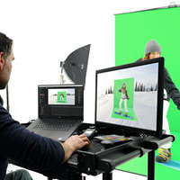 RAUBAY Écran vert pliable FloorFlex, extension de fond de scène 7x7x7 pieds, portable et rétractable, pour chroma key, sans plis