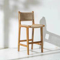Chaise de bar en teck de haute qualité pour la maison, le jardin, le bar extérieur, chaises en bois avec corde