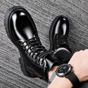 Men Winter Ankle Boots Genuine Leather Round Toe Plush Lining Rubber Outsole Anti Slippery Snow Boots - Product Image 4