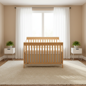 Culla Convertibile in Legno Massello 4-in-1 con Sponda di Sicurezza per Bambini, Stabilizzatore Multifunzionale, Design Moderno per Camera da Letto - Product Image 3
