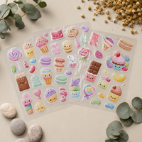 Autocollants personnalisés en vinyle transparent double couche, résistants à l'eau et aux UV, découpés, pour enfants, bonbons, desserts, feuille d'autocollants imprimés