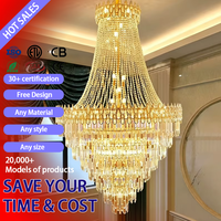 DUOMEIJU Lustre moderne de luxe pour hall d'hôtel, escalier, suspension en tube de cristal LED, doré, grand, long, personnalisé