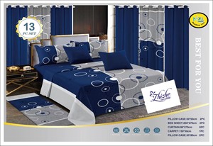 Wholesale African Style Yellow Flower Print Microfiber 13PCS <strong>Matching</strong> Carpet <strong>Bedding</strong> <strong>and</strong> <strong>Curtains</strong> - Product Image 5
