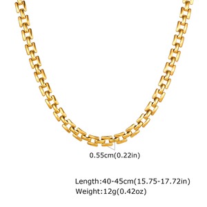 Collar de cadena de reloj grueso hecho a mano de joyería de acero inoxidable chapado en oro de 18 quilates estilo Hip Hop para regalo - Product Image 5